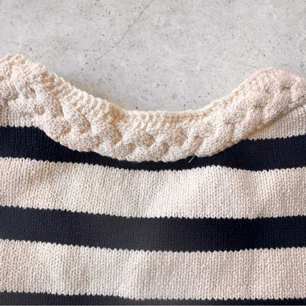 Frame The Harbor Vest Stripped Sleeveless Knit Top - Navy and Cream size XS - Picture 9 of 14